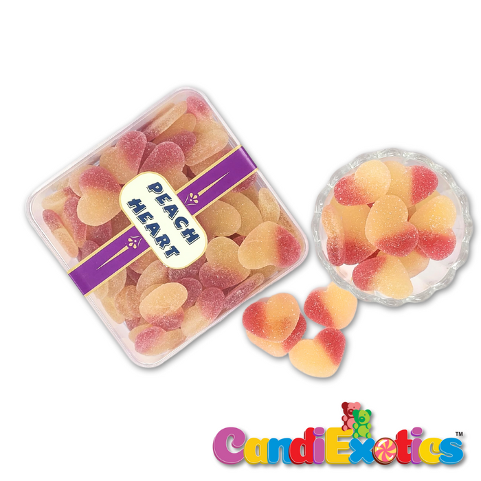 CandiExotics Peach Heart Shaped Gummy Candies - Sweet Peach Flavored Jelly Candy Perfect for Kids and Adults alike (500gm)