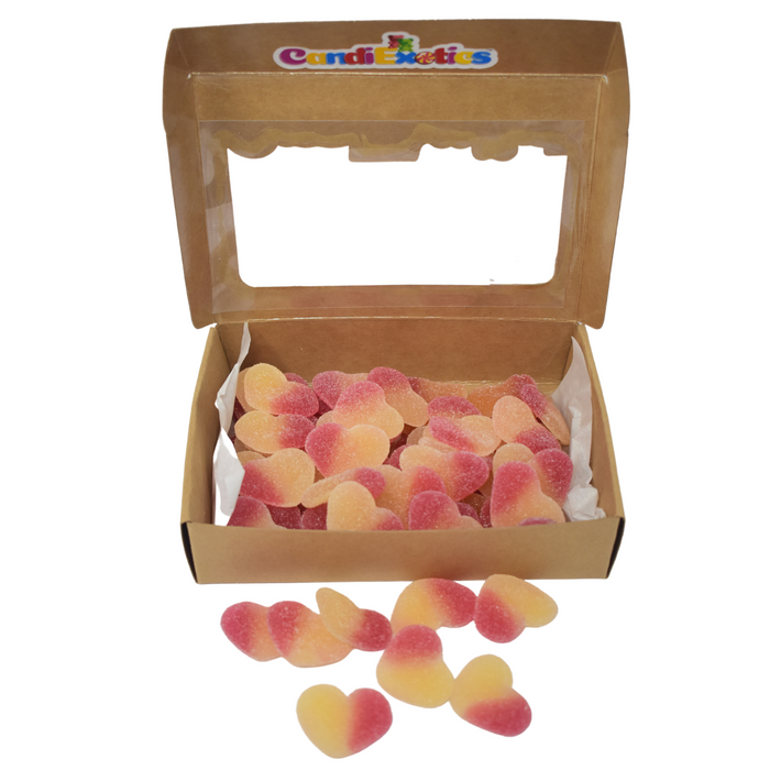 CandiExotics Peach Heart Shaped Gummy Candies - Sweet Peach Flavored Jelly Candy Kraft Gift Box (500gm)