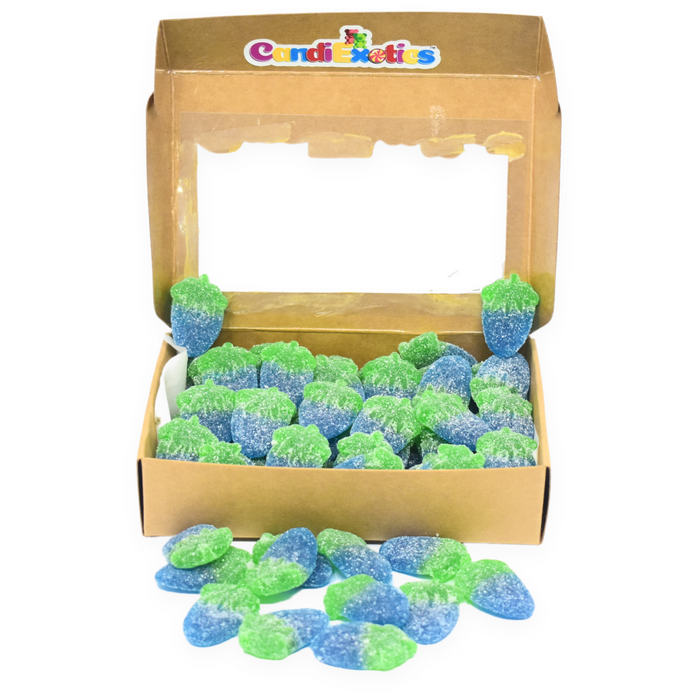 CandiExotics Veg Fizzy Blueberry Flavored Gummy Candies - Fruit-Infused Jelly Candy Kraft Gift Box (500gm)