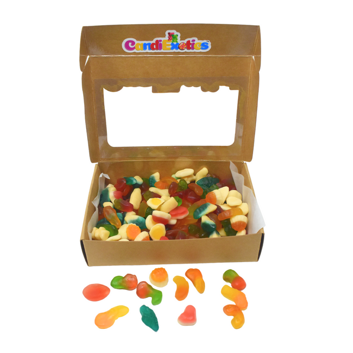 CandiExotics Jelly Mix Mixed Fruit and Animal Shaped Gummy Candies - Assorted Fruit Flavors and Fun Shapes Jelly Candy Kraft Gift Box (500gm)