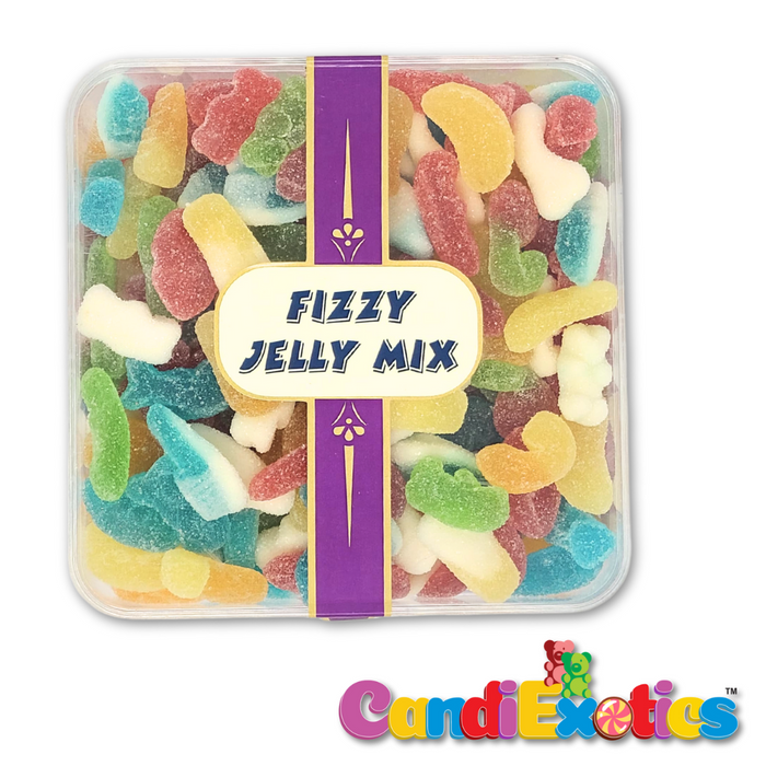 CandiExotics Fizzy Jelly Mix Shaped Gummy Candies - Assorted Fruit Flavored Jelly Candy Perfect for Kids and Adults alike (500gm)