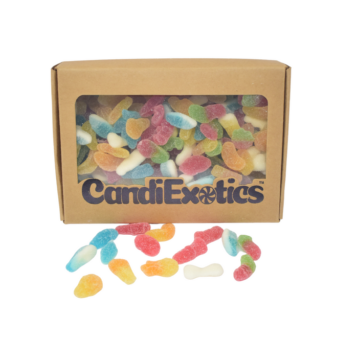 CandiExotics Fizzy Jelly Mix Shaped Gummy Candies - Assorted Fruit Flavored Jelly Candy Kraft Gift Box (500gm)