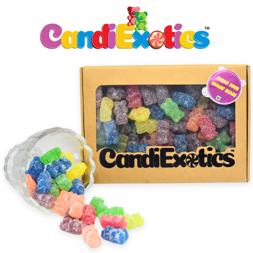 CandiExotics Vegan Sour Gummy Bear Gummy Candies - Fruit Flavored Jelly Kraft Gift Box Candy (500Gm)