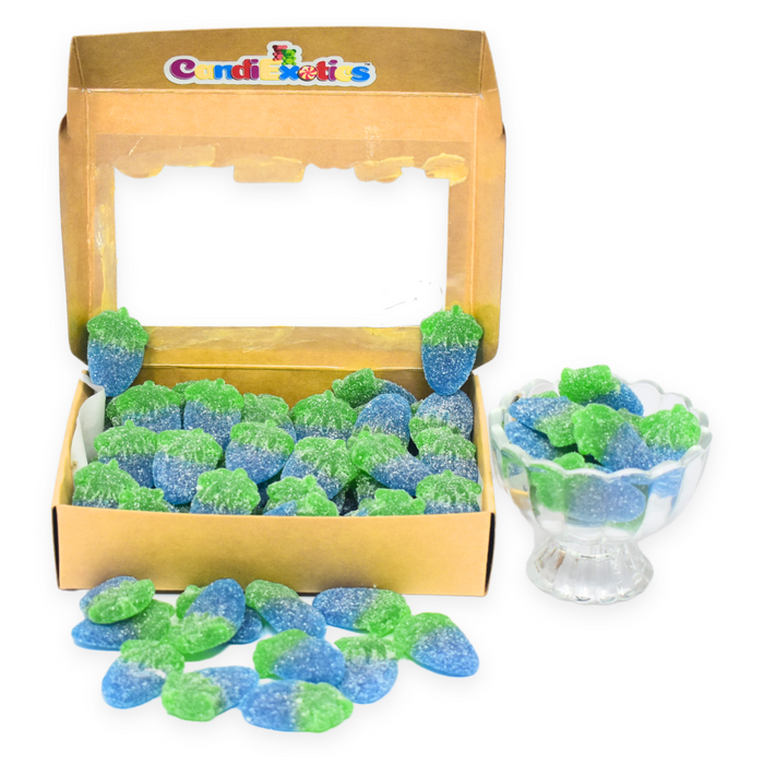 CandiExotics Veg Fizzy Blueberry Flavored Gummy Candies - Fruit-Infused Jelly Candy Kraft Gift Box (500gm)