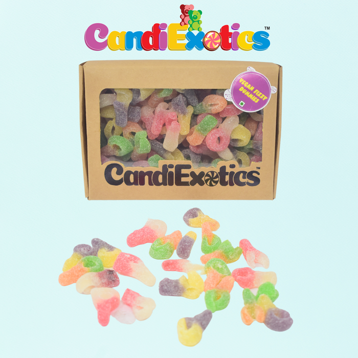 CandiExotics Veg Fizzy Dummies Gummy Candies Assorted Flavors Jelly Candy Kraft Gift Box (500gm)