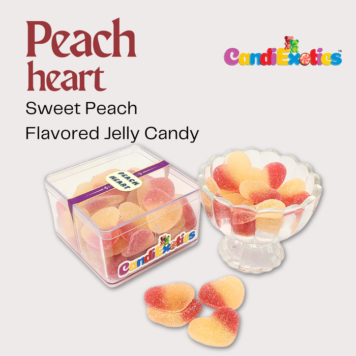 CandiExotics Peach Heart Shaped Gummy Candies - Sweet Peach Flavored Jelly Candy Perfect for Kids and Adults alike (250gm)