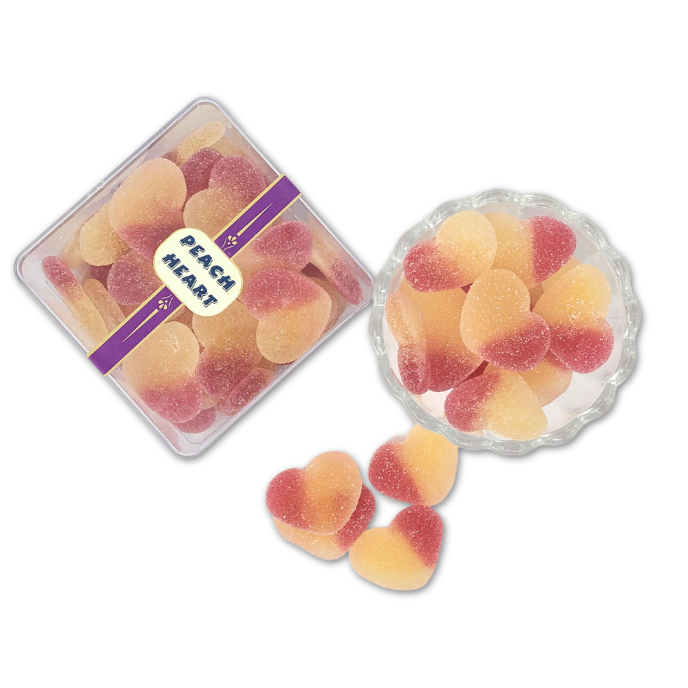 CandiExotics Peach Heart Shaped Gummy Candies - Sweet Peach Flavored Jelly Candy Perfect for Kids and Adults alike (250gm)