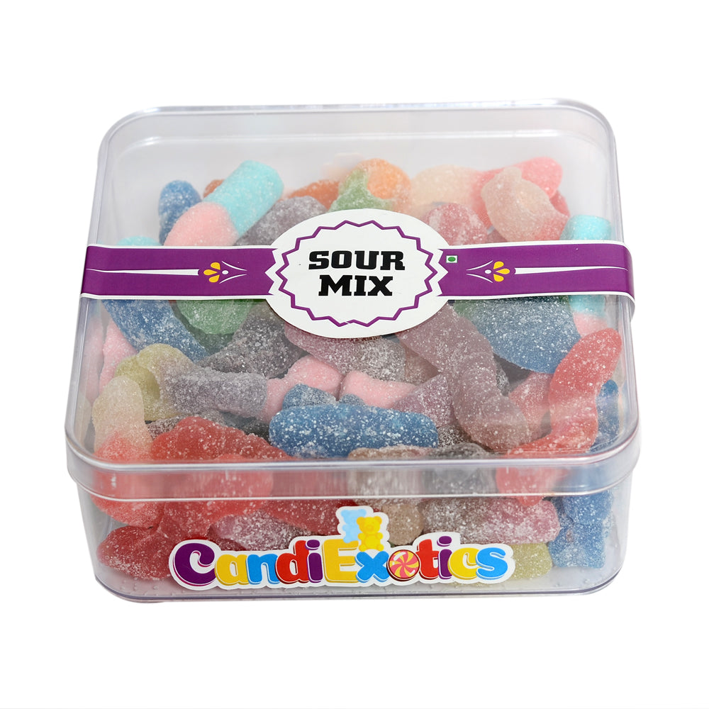 CandiExotics Veg Sour Mix Gummy Candies| Vegan Fruit Flavored Jelly Candy Perfect for Kids and Adults alike (500gm)