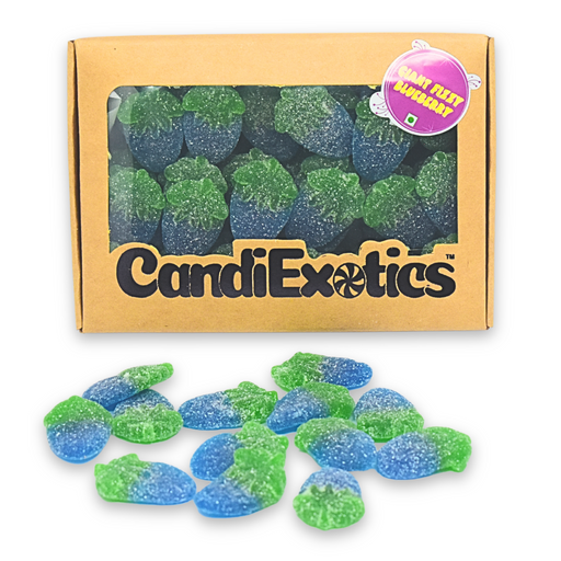 CandiExotics Veg Fizzy Blueberry Flavored Gummy Candies - Fruit-Infused Jelly Candy Kraft Gift Box (500gm)