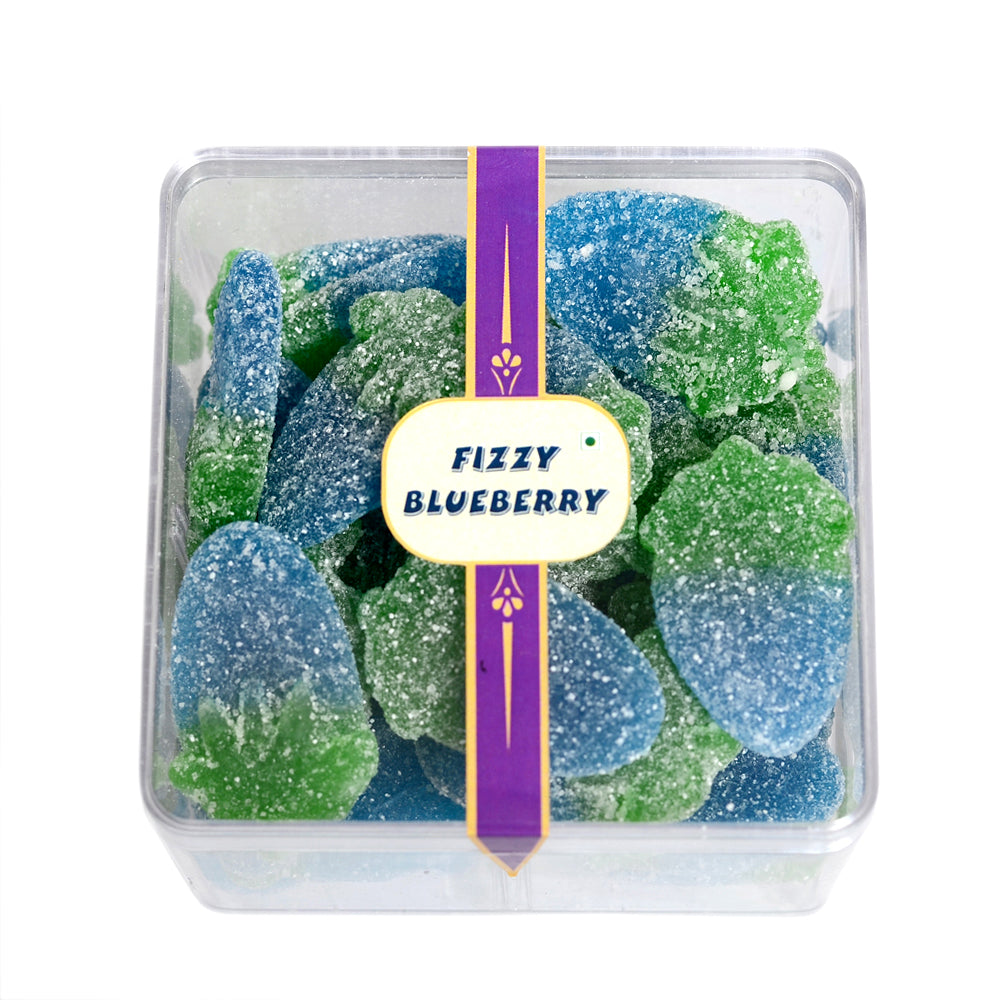 CandiExotics Veg Fizzy Blueberry Flavored Gummy Candies - Fruit-Infused Jelly Candy Perfect for Kids and Adults alike (250gm)