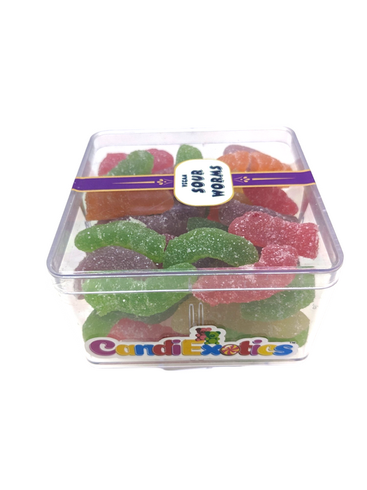 CandiExotics Vegan Sour Worms Gummy Candies - Fruit Flavored Jelly Candy Delight Perfect for Kids and Adults alike (250gm)